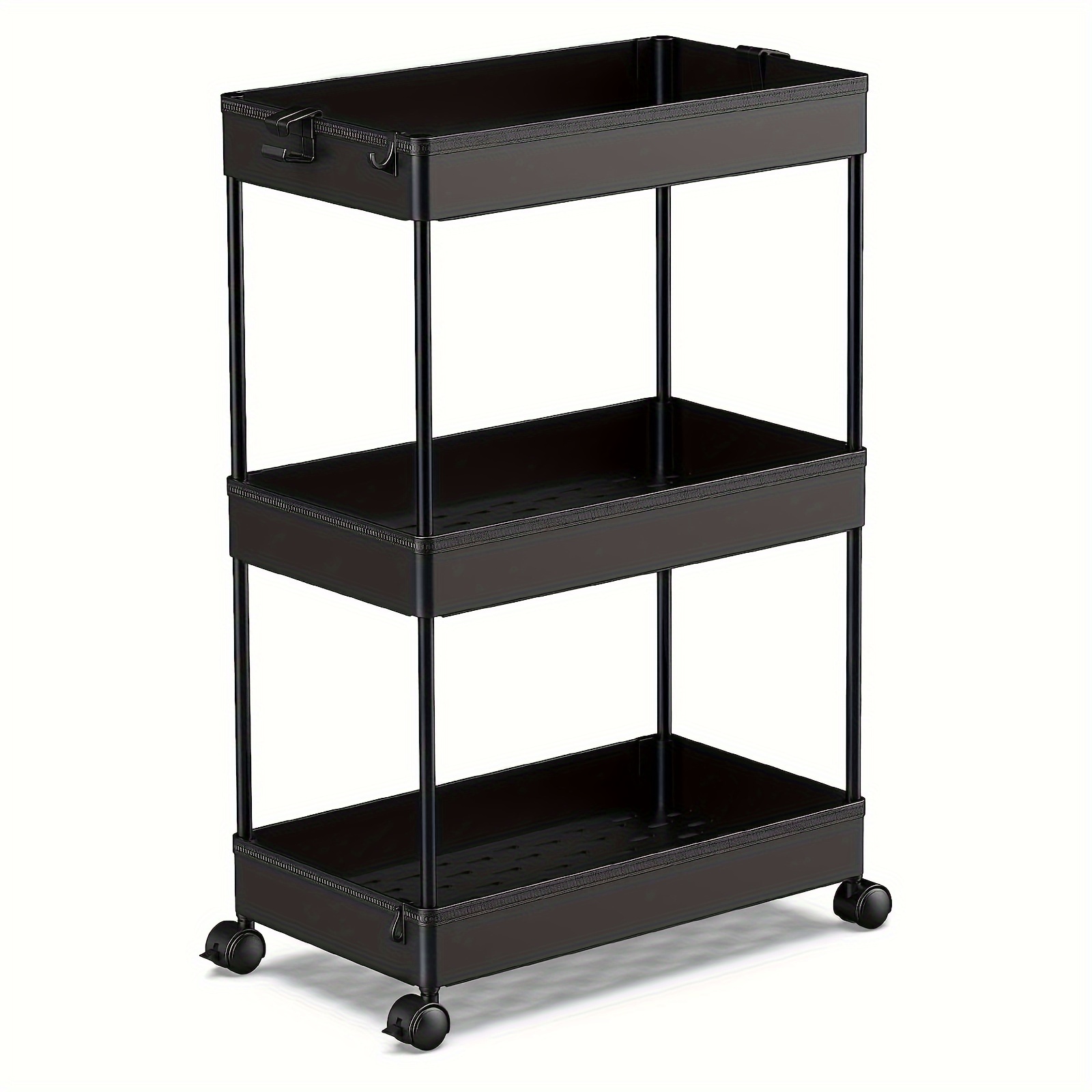 

Rolling Storage Cart 3 Tier, Bathroom Cart Organizer Laundry Room Organizer Utility Cart Mobile Shelving Unit Multi-functional Shelves For Office, Kitchen, Bathroom, Living Room, Bedroom