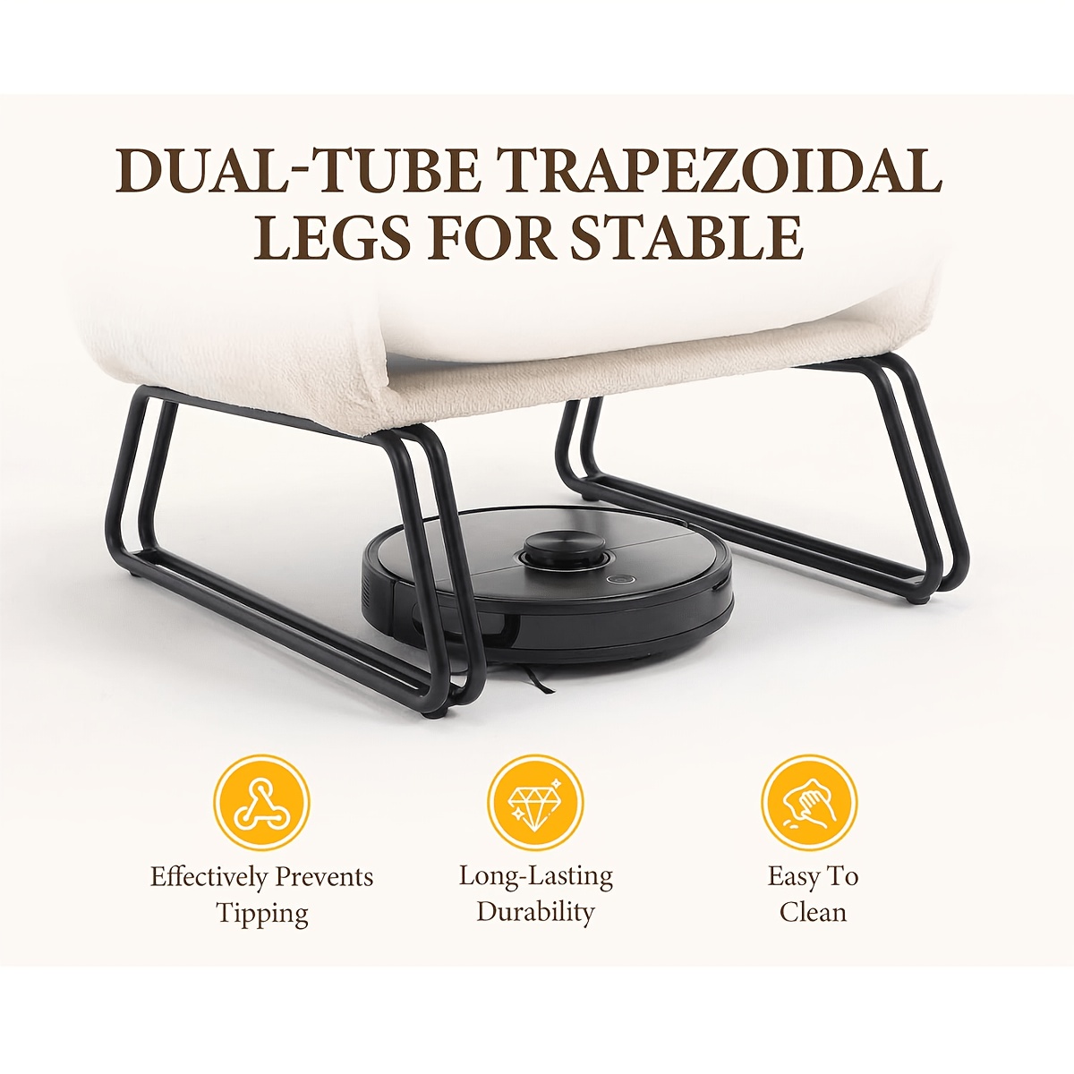 Modern Dining Chair with Thick Cushion and Metal Legs