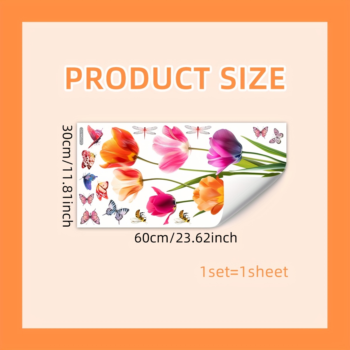 E-shop Ein (30×60 cm) Farbiger Tulpenstrauß Elektrostatischer Glasaufkleber, Doppelseitig Bedruckt, Sichtbarer Glasaufkleber, Abziehbar DJ7044-YC