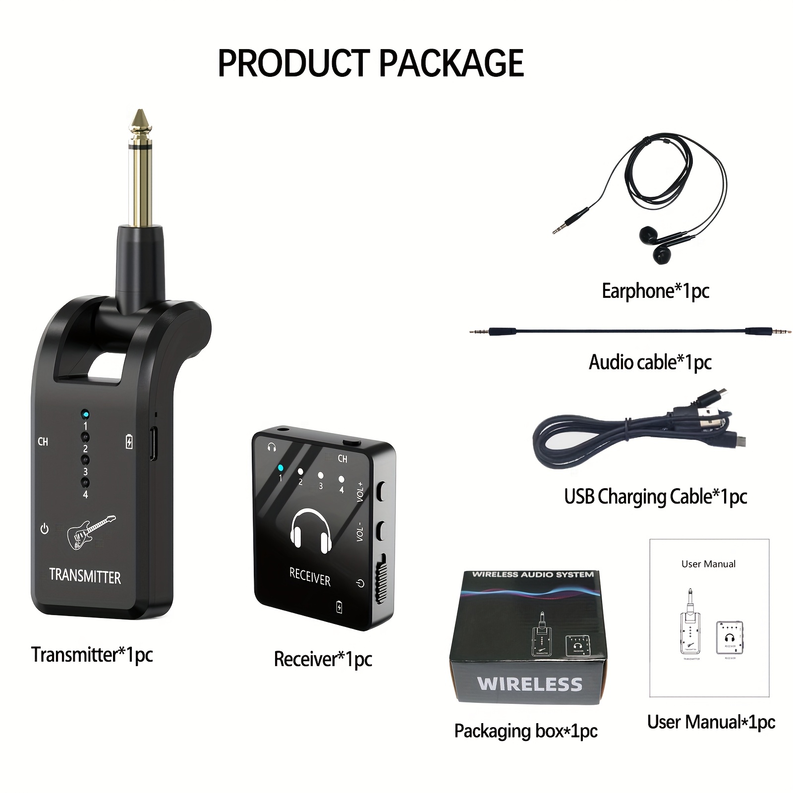 Image of Wireless In-ear Monitoring System, 2.4ghz Wireless Iem System With Transmitter And Lavalier Receiver, Plug-and-play For Musicians, Studio, Band Rehearsal, Live Performance