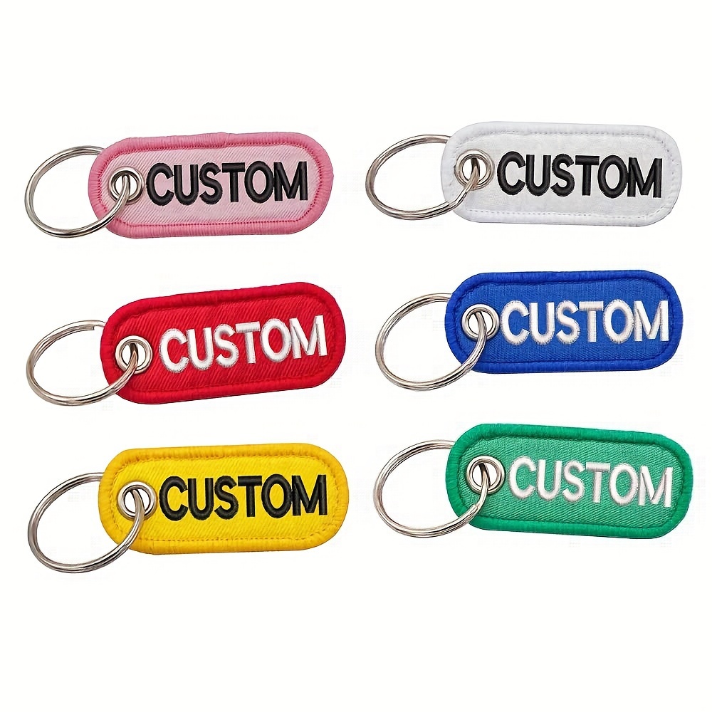 

Personalized Embroidery Keychain With Custom Text, Double-sided, Mixed Color Pack - Set Of 1