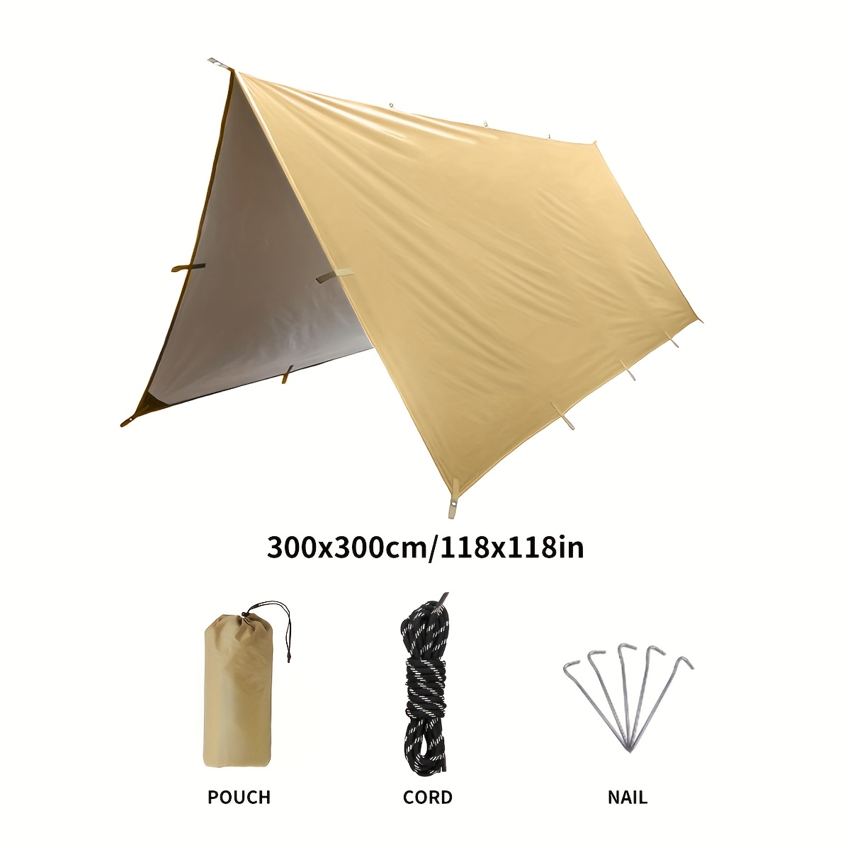 Image of 19pcs Hanging Points Camping Multifunctional Shade Cloth Suitable For Hiking Mountaineering Travel Gathering Party Shapes Tent Building Father's Day