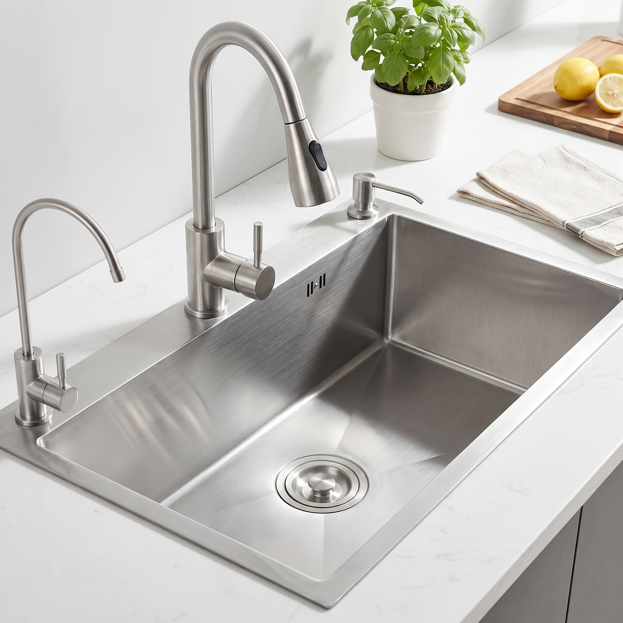high quality stainless steel kitchen sink modern kitchen bar sink with 3 pre drilled holes for free combination of faucets soap dispensers cup washers water purification faucets and other additions