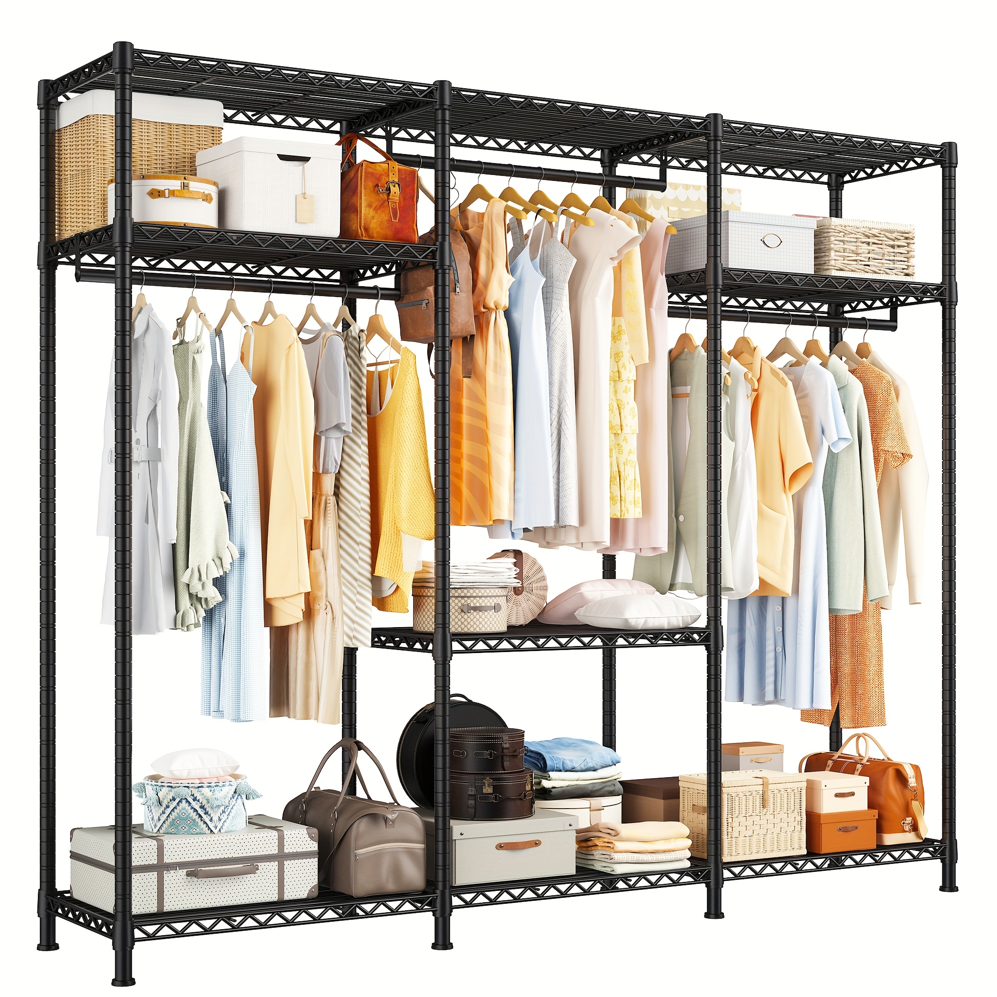 TEMU Raybee 56 Inches Wide By 16 Inches Deep By 75.5 Inches High Heavy-duty Clothes Rack Can Support Up To 795 , Making It A Portable Solution For