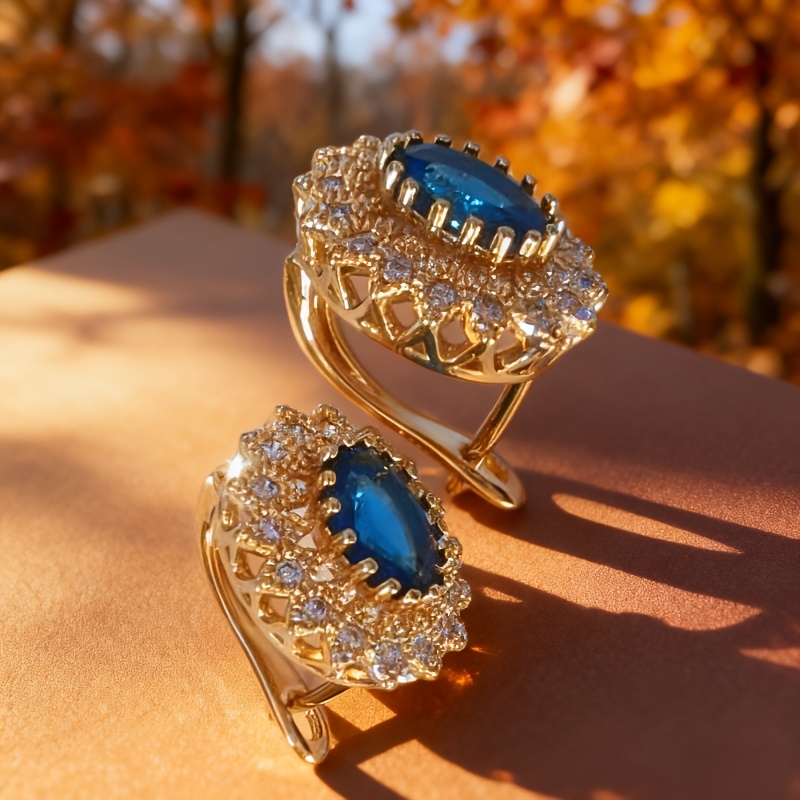Advanced And Elegant Earrings With Synthetic Synthetic Zirconia, High-grade Oval Sun Flower Earrings, Simple And Versatile For Daily Use, Holiday And Anniversary Gifts()