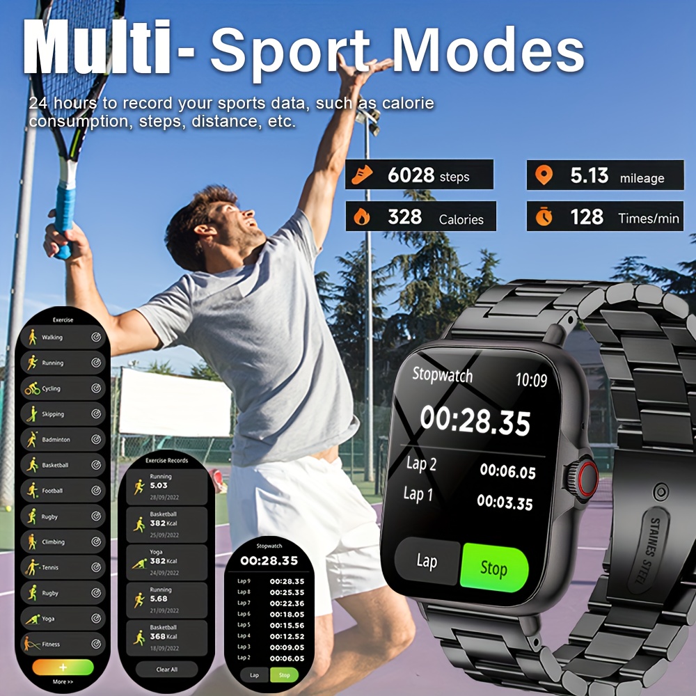 Neueste Smartwatch, High-End 1,83-Zoll-Touchscreen, mit Anrufbenachrichtigungen/Mehrfachen Zifferblättern/Mehrfachen Sportmodi/Kalender/Wettervorhersage/Alarm-Erinnerung und mehr