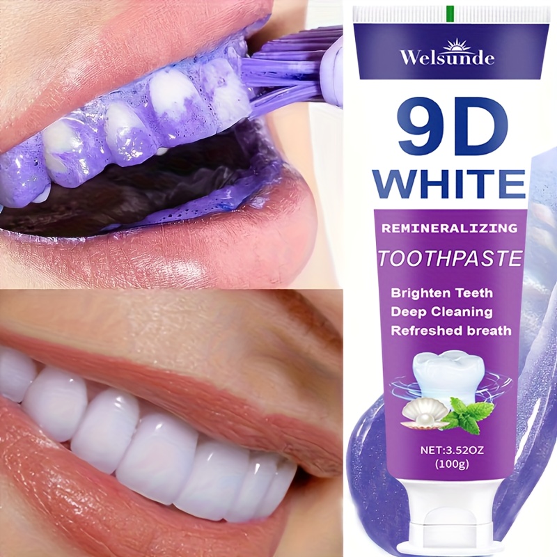 9D White Remineralizing Hydroxyapatite Purple Toothpaste - Effect Deep Cleaning, Fresh Breath, Ideal for Oral Health & Hygiene, Perfect for Daily Use, Great Gift for Women & Men, Teeth Products | Hydroxyapatite Toothpaste 2 9D White Remineralizing Hydroxyapatite Purple Toothpaste - Effect Deep Cleaning, Fresh Breath, Ideal for Oral Health & Hygiene, Perfect for Daily Use, Great Gift for Women & Men, Teeth Products | Hydroxyapatite Toothpaste - Image 2