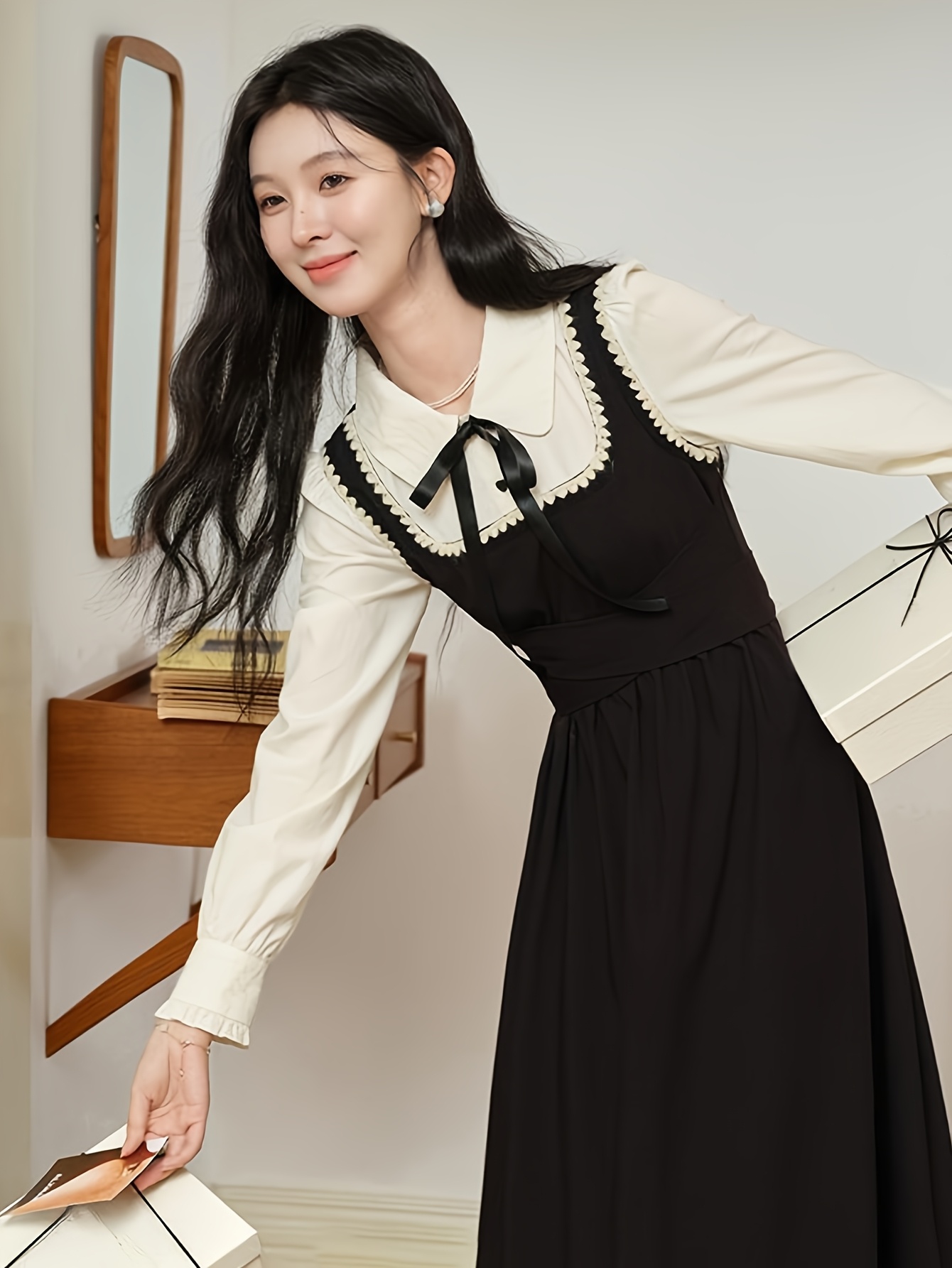 knee length dresses for ladies Karen Kane Women's Three-Quarter Sleeve A-Line Dress - Black main image 1