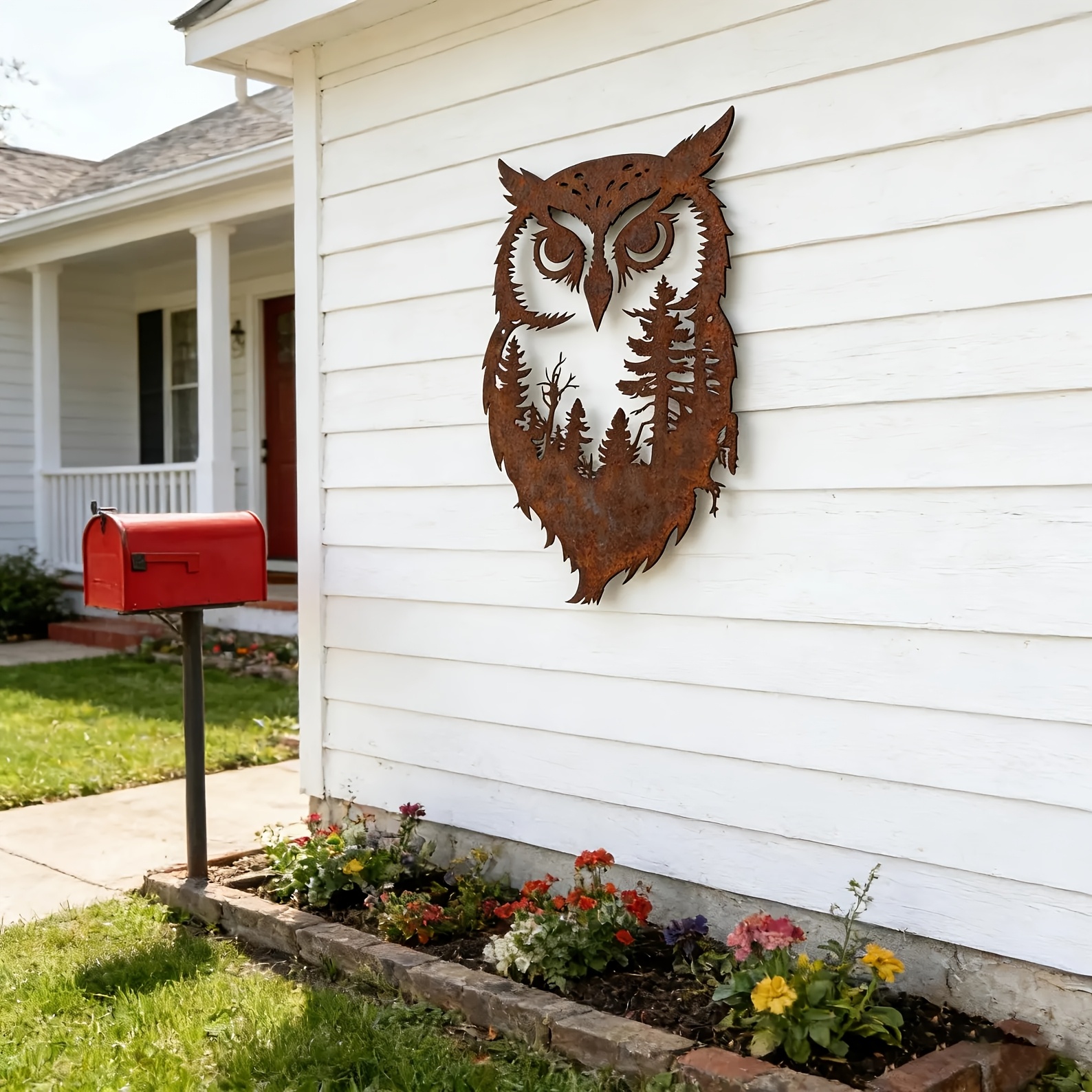 TEMU 2d Flat - 【2d Flat】 2d Flat - [2d Flat] 2d Flat, Owl Wall Decor, Farmhouse Outdoor Ornament, Countryside Acrylic Owl, Terrace Bird Decoration