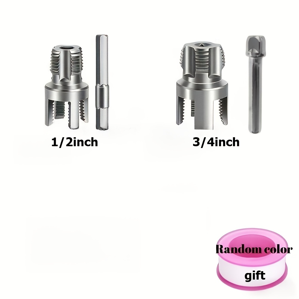 TEMU 2pcs Pipe Thread Drill Bit Set, Internal And External Threading Tools For 1/2-inch, 3/4-inch And 1-inch Pipes, Compatible With Pvc, Ppr And Mpp