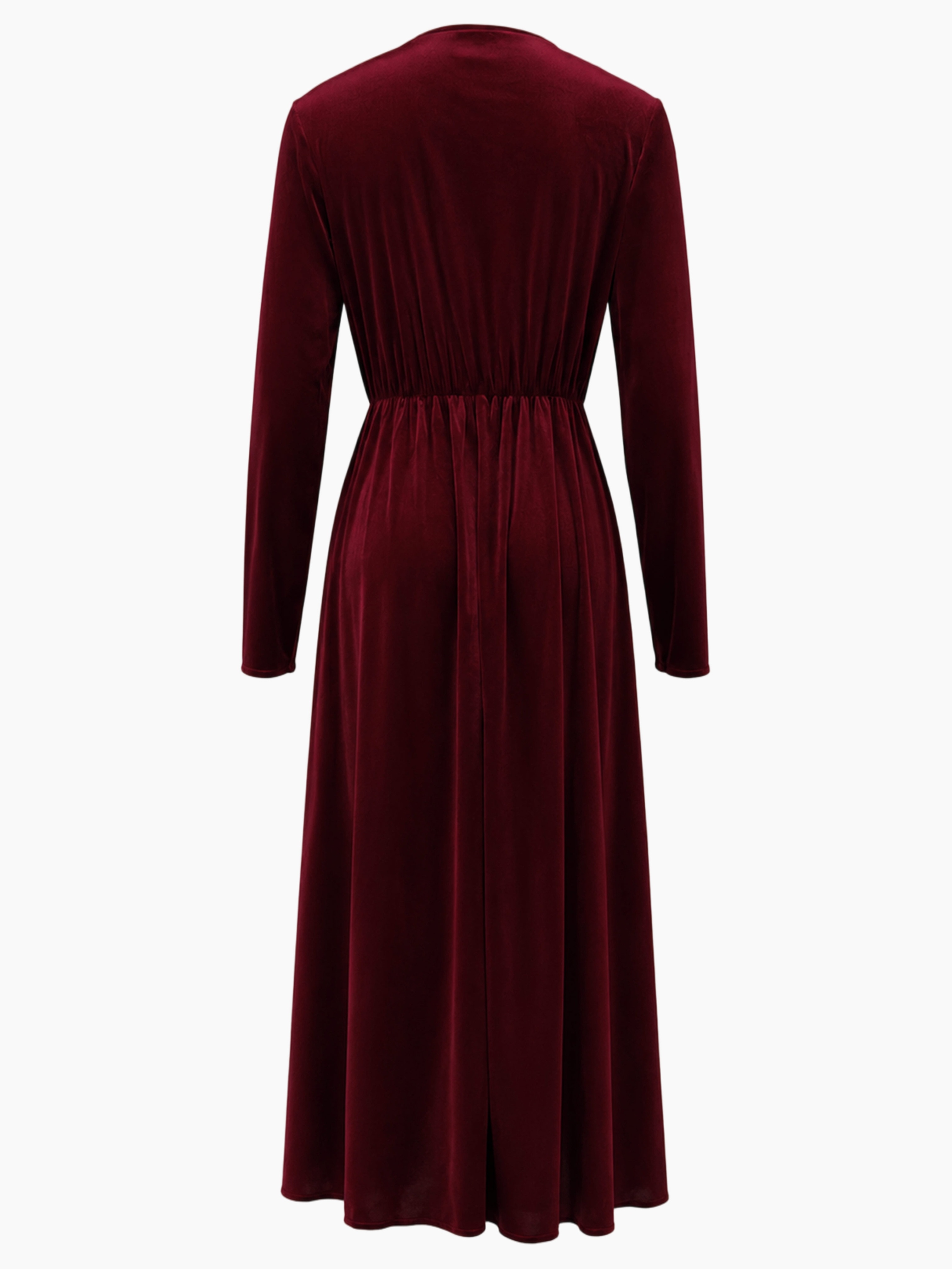 ladies burgundy velvet dress womens v neck long sleeve elegant chiffon outfit