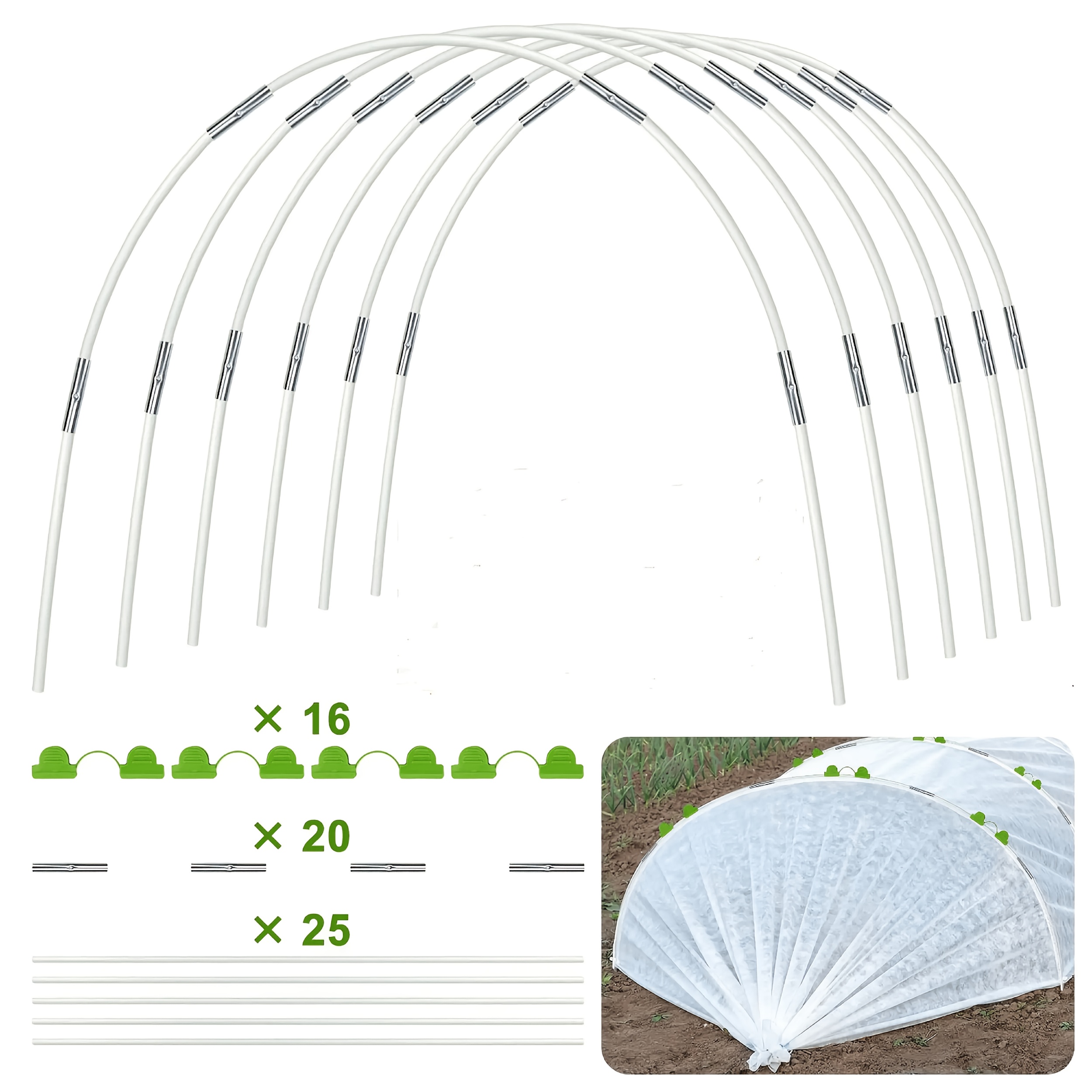 Image of Greenhouse Brackets Suitable For 43-inch Or Plant Tunnels, Rust-proof Fiberglass Support Brackets, Applicable To Garden Fabric, Plant Support Garden Stakes, Gardening Supplies
