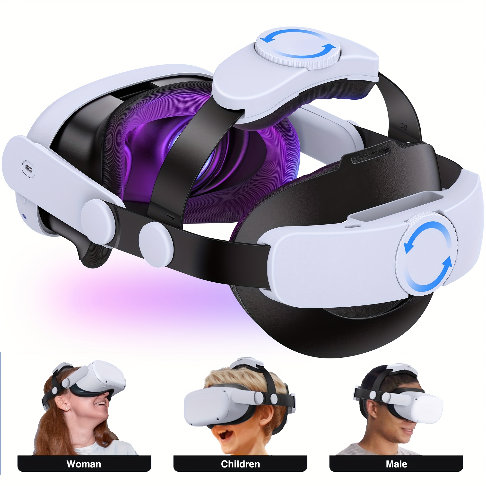 TEMU Vr Accessories Adjustable Elite Strap For Oculus Quest 2 & 3 Vr Headset, Head Strap For Oculus Quest 3/quest 2 Accessories
