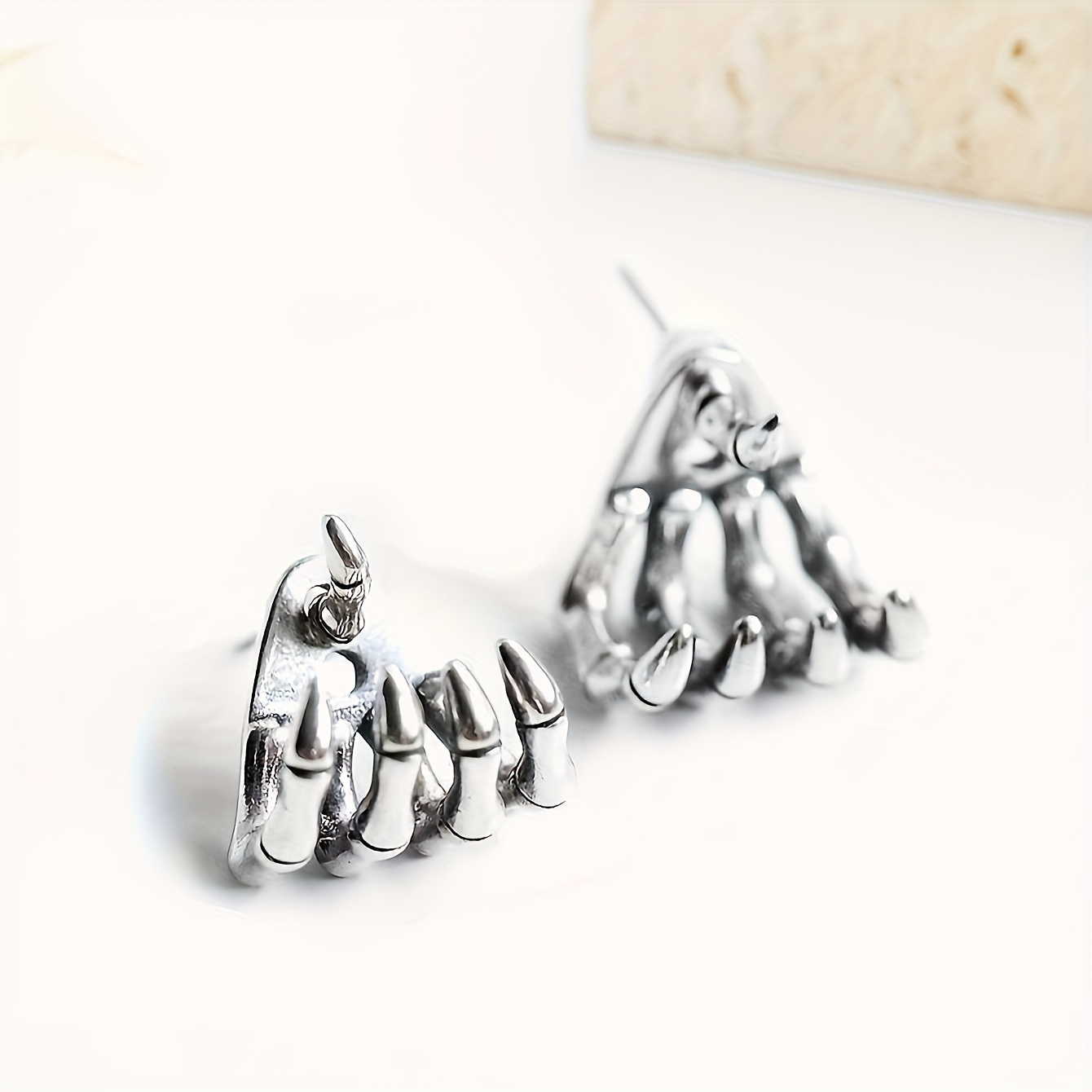 Halloween Vintage Skull Hand Bone Stud Earrings
