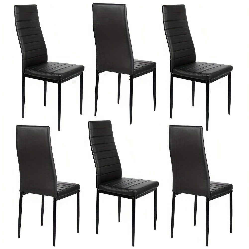 E-shop 6er-Pack Schwarze PU Gewerbestühle für die Gastronomie – Kreuzlehne mit Metallbeinen für Restaurant, Café, Bistro, Hotel