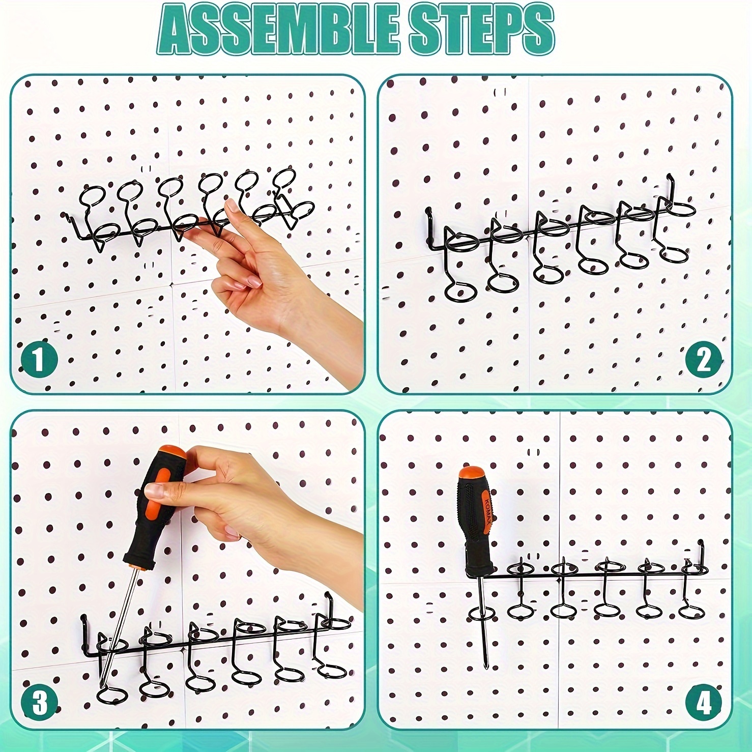 Pegboard Screwdriver Hook Set For 1inch Spacing, Suitable For