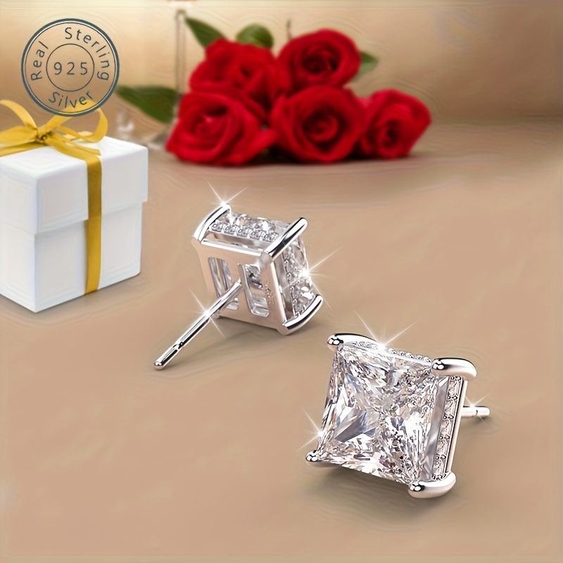 925   super sparkling zirconia earrings hypoallergenic womens jewelry   luxury simple and elegant small and versatile cheap accessories jewelry birthday mothers day valentines day gifts gift box Product details 4