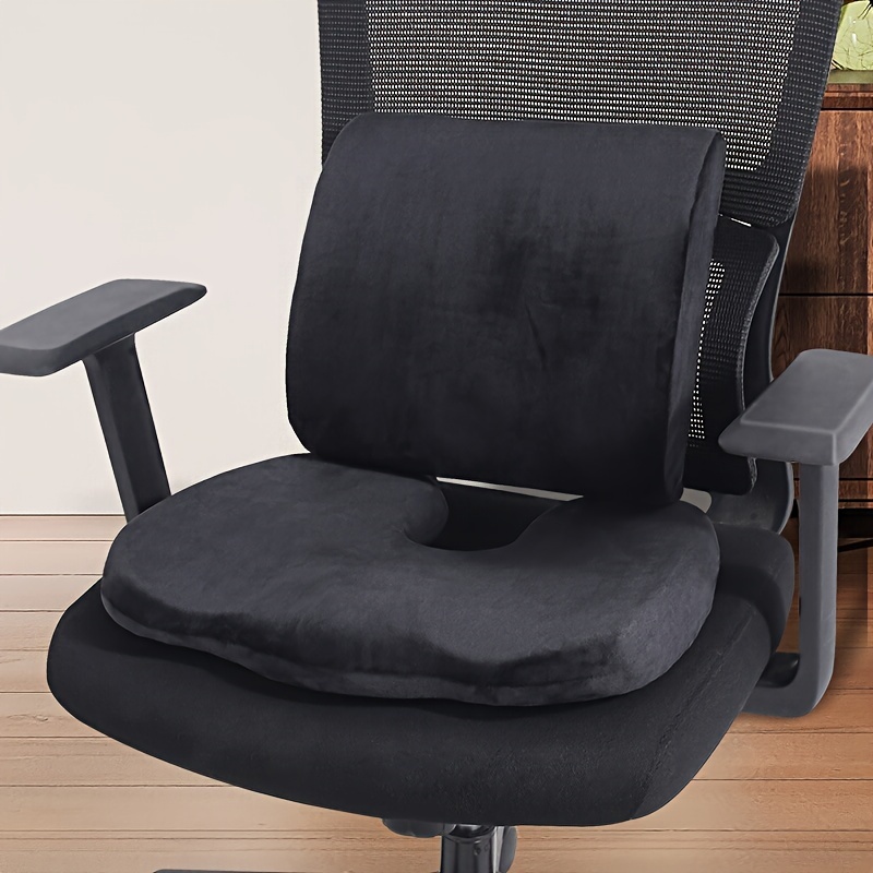 Memory Foam Chair Cushion, Medium Soft Polyurethane Seat Pad, Knit Fabric,  Compressible, Spot-Clean, Full Body Support, Office Relief, Car Cushion 