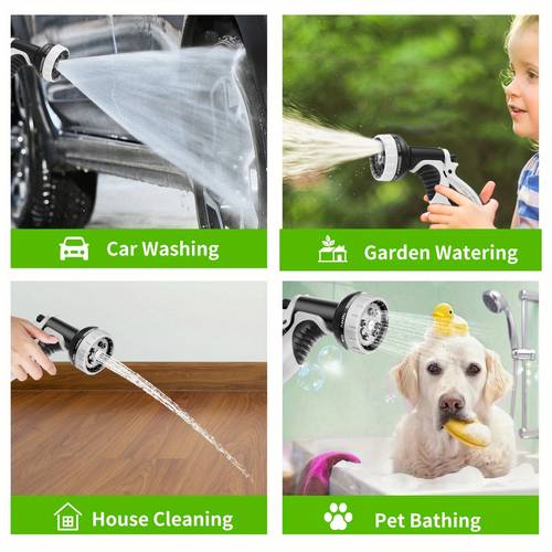 heavy duty stainless steel garden hose with 10 function spray nozzle lightweight leak proof flexible water hose for yard camping outdoor use gray threads