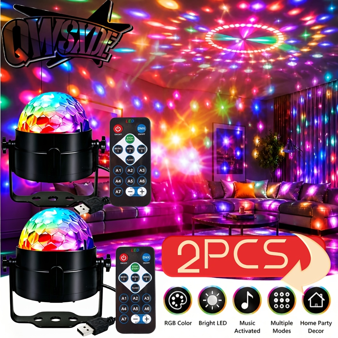 TEMU Luce USB Sfera Plug-and-Play Pezzi | Luci Notturne RGB Sincronizzate a Controllo Vocale con Telecomando | Luce di per Feste in Discoteca | Mini