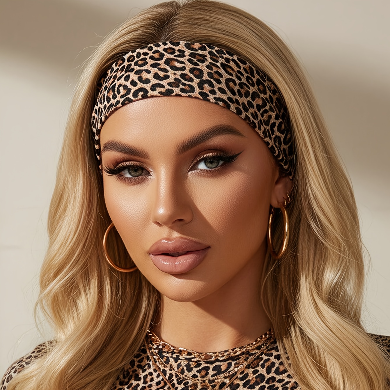 Women Black Leopard Thin Elastic Headbands Workout Sweatbands Hair Accessories Cheetah Headbands for Women Short Hair Non Slip Elastic  main image 2
