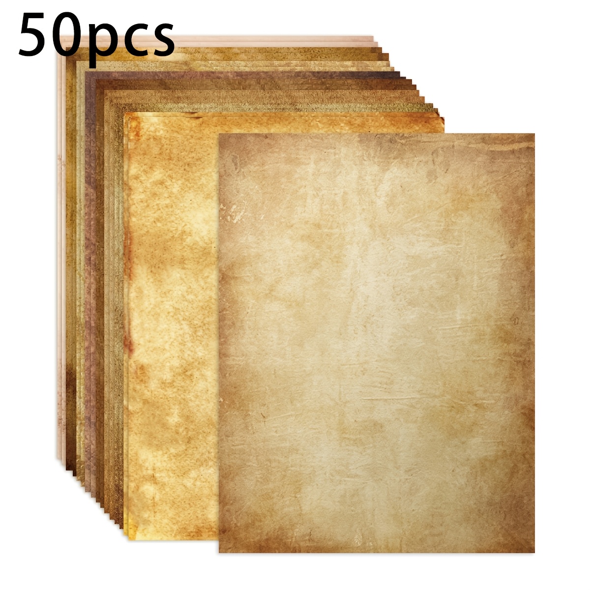 TEMU 50/100/120/200 Sheets Of Vintage Paper, Retro Appearance Paper With Classic Aged Design, 9 Unique Old-fashioned Patterns Printable , Size 8.26 X