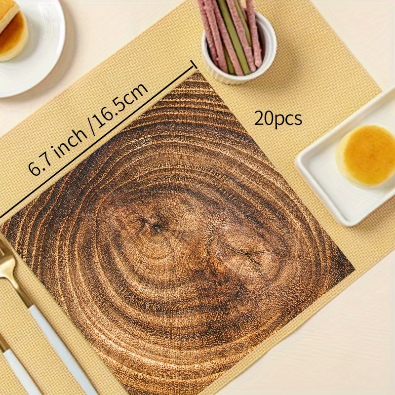 20pcs High-quality Wood Grain Napkins - Birthday Parties, Picnics, Afternoon Tea & Bar Celebrations