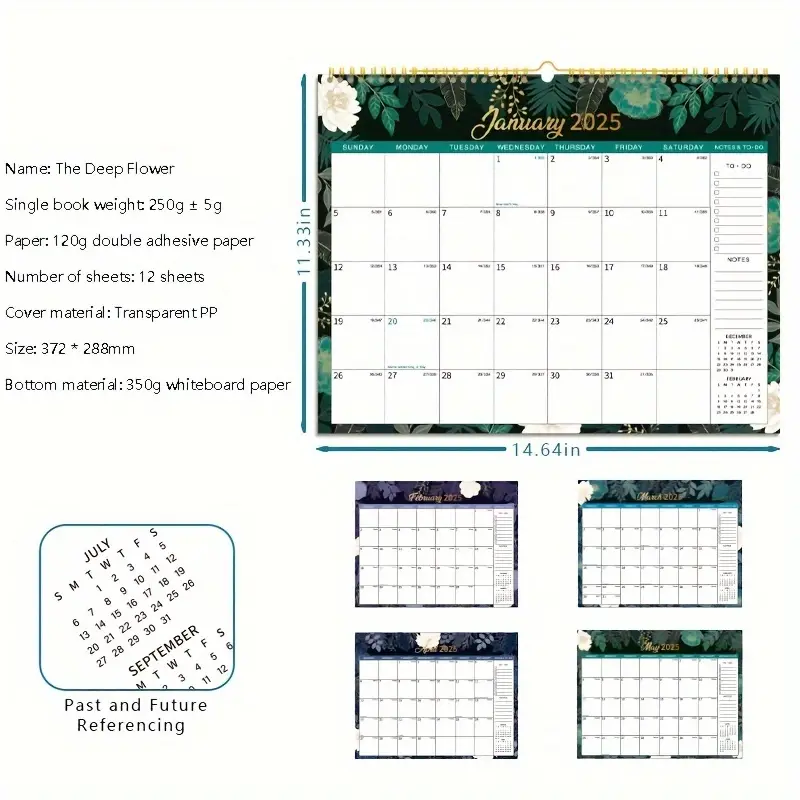 2025 floral pattern laminated wall calendar monthly view - Temu 2025-floral-pattern-laminated-wall-calendar-monthly-view-temu