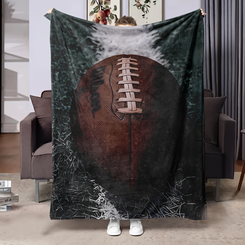 

Hd Football Print Flannel Throw Blanket - Cozy, Lightweight & For Couch, Bed, Office - Perfect Gift & , Polyester, Queen Size Bed Blanket