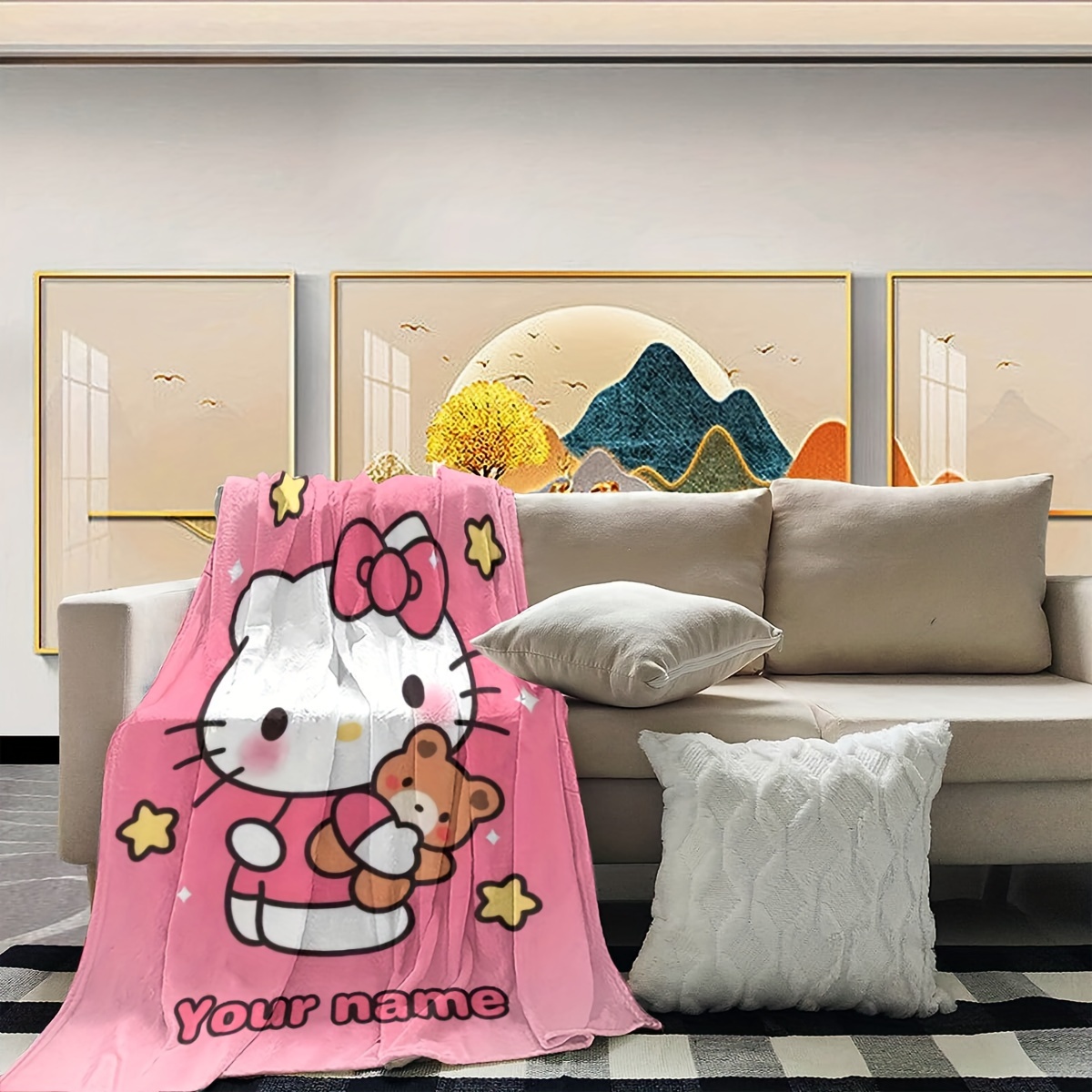 cute cartoon   text customized blanket warm and comfortable flannel blanket decorative blanket for room decoration gift blanket suitable for   details 1