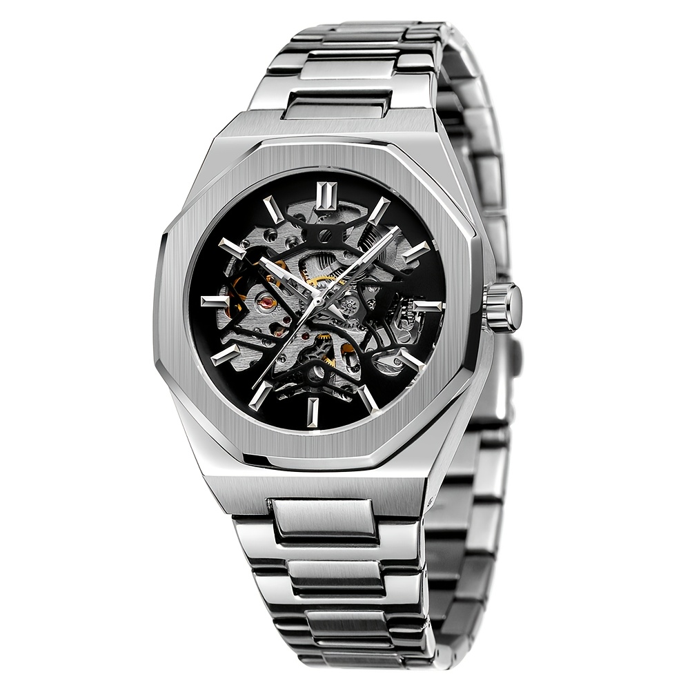 TEMU Orologio da meccanico automatico, stile business casual, regalo per lui, elegante | Design intricato | Artigianato dettagliato