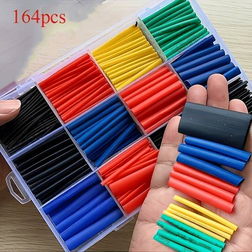 164pcs heat resistant heat shrink tubing electrical cable connectors insulation protective sleeves for home and outdoor electrical appliances durable polyolefin material multiple sizes