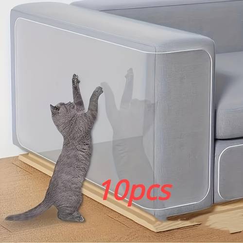 10pcs transparent cat scratch tape pvc furniture protector double sided sofa and recliner protective film indoor pet scratch protection sticker