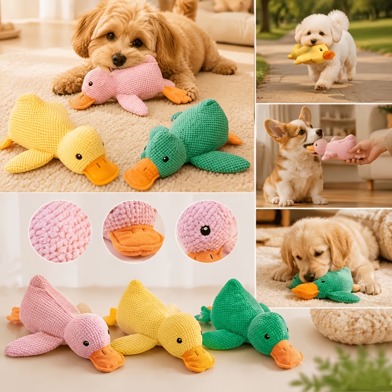 Interactive Yellow Duck Doll with Squeaking Sound for Pets