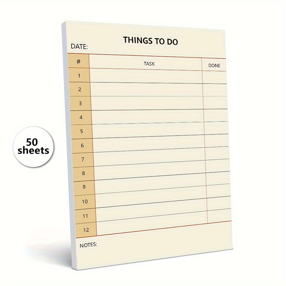 E-shop 1 Stück/4 Stile, 50 Blatt -Liste Notizblock – Tagesplaner Notizbuch, 5.5x3.9 Zoll, Abreißbarer Block, Tragbar, Bürogeschenk, Aufgabenorganizer,
