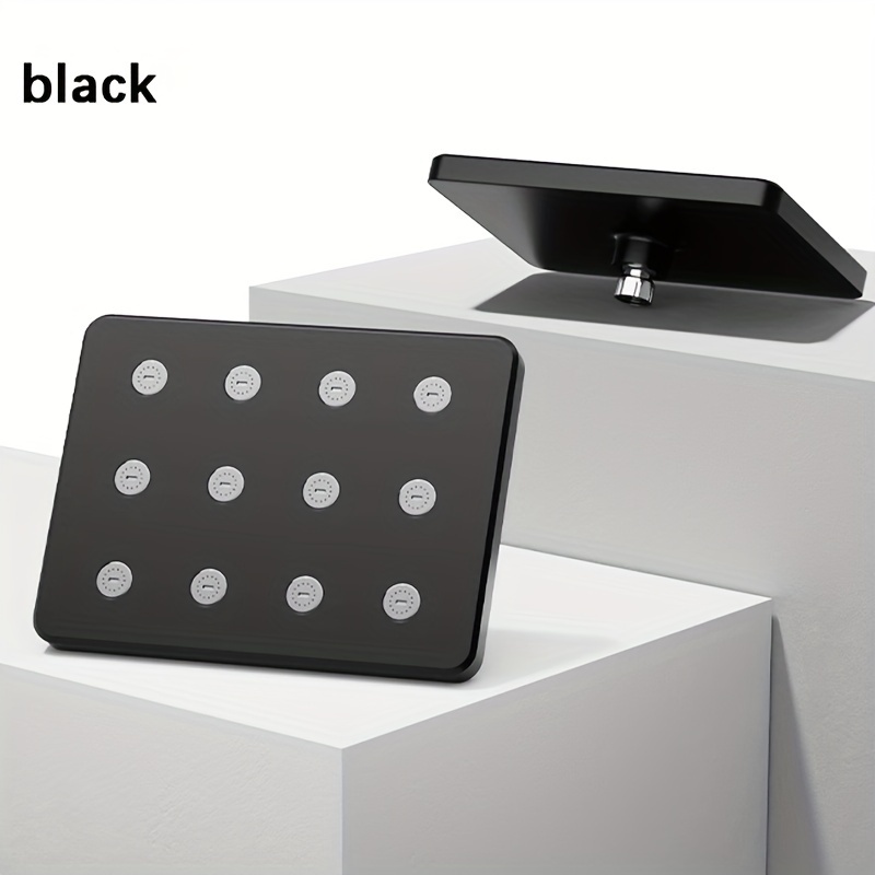Image of Bathroom High Pressure Shower Head, Silvery Plating/black Square Shower Head, Daily Fixed Shower Spray For Bathroom, Bathroom Additions, Shower Head For Shower Use For Shower Use