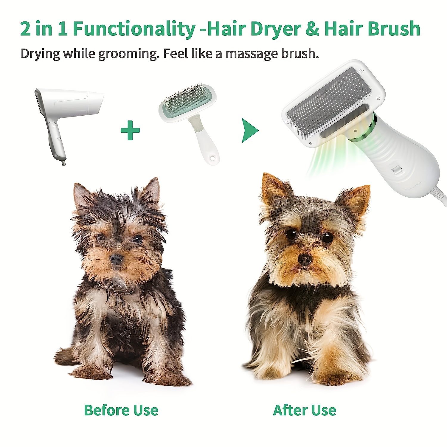 LIVEKEY 2-in-1 Pet Grooming Dryer with Adjustable Temperature And Slicker Brush for Dogs And Cats