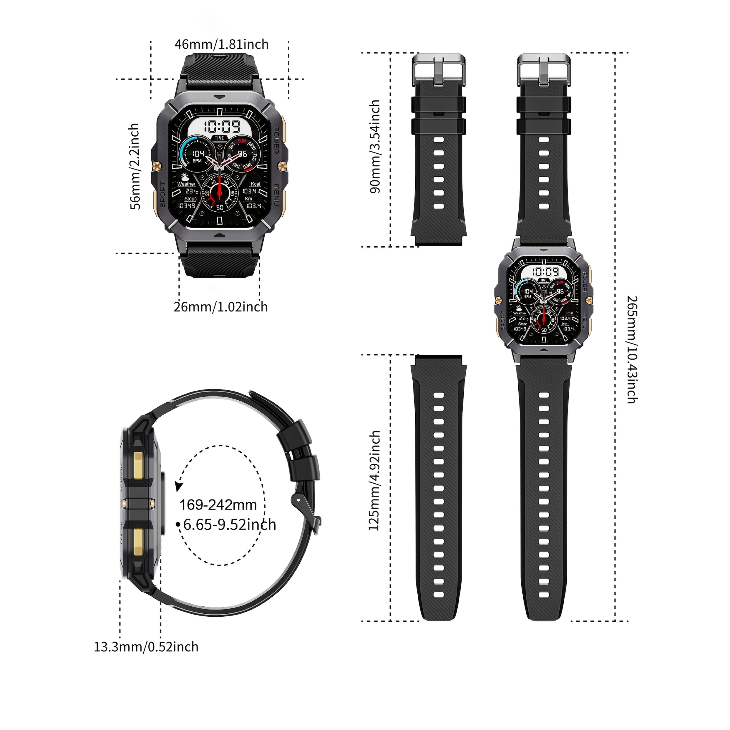 5.13 cm Full Screen Touch Smart Watch for Men with AI Voice, 100+ Sports Modes, Sleep, Step, Calorie, Pressure Monitoring, Calls And SMS Alerts, Sports Watch Smart Band for iPhone/Andriod - Image 4