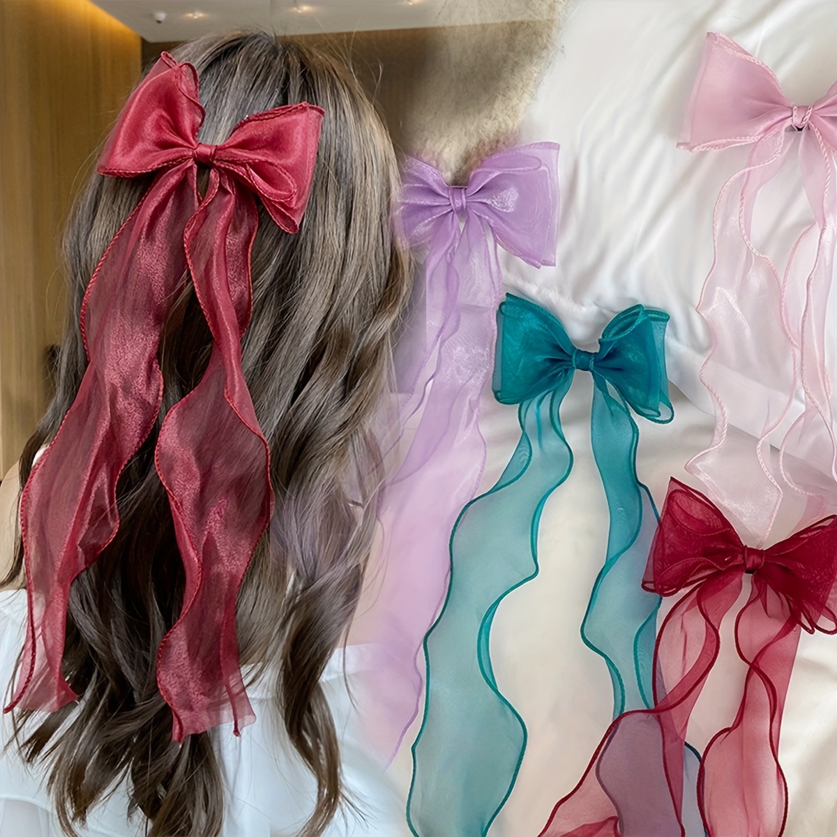 Lazos de encaje para el cabello para mujer, accesorios de pasadores de pelo  blanco para niñas, de una sola capa, clip de lazo de resorte, decoración