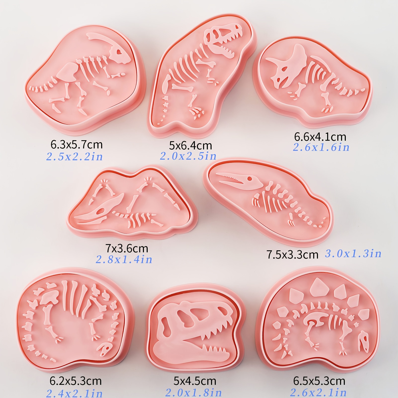 Image of 8pcs Dinosaur Cookie Mold Set Cartoon 3d Pressed Cutting Tool Fondant Sugar Icing Baking Molds For Easter, Halloween, Thanksgiving, Christmas Decorations