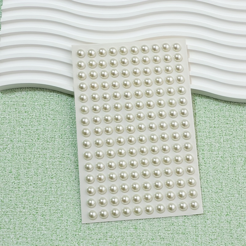 Image of 8mm Large, Milky White, Self-adhesive Acrylic Pearl Stickers For Face, Forehead, And Eyebrow Decoration, Princess-themed Round Pearls, Glossy End, Disposable Decorative Gems