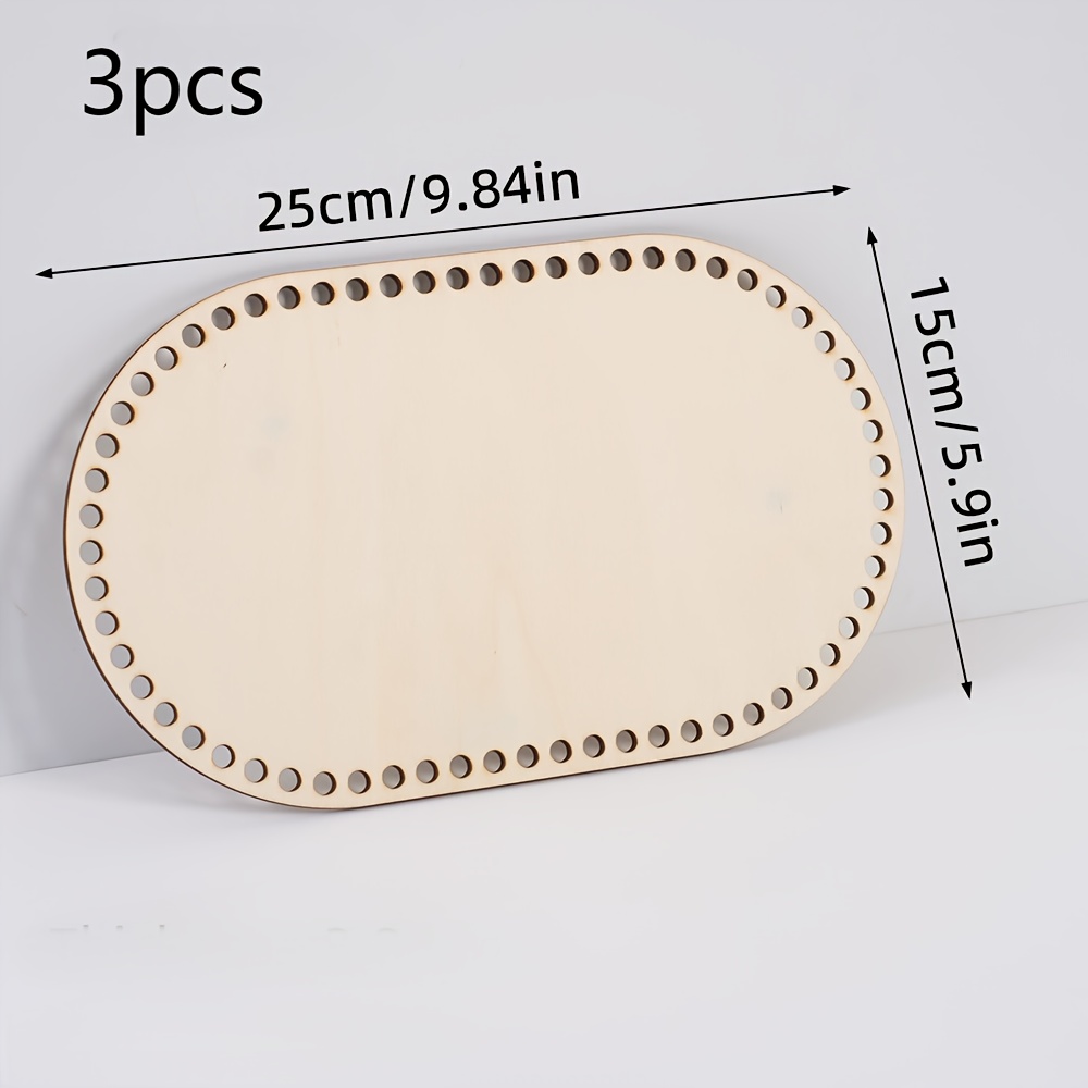 Image of 3pcs Oval Wooden Basket Crochet Bottom (9.84in*5.9in/25cm*15cm), Crochet Knitting Bag Handmade Knitting Base, Suitable For Making Crochet Bags, Baskets, Handbags, Etc