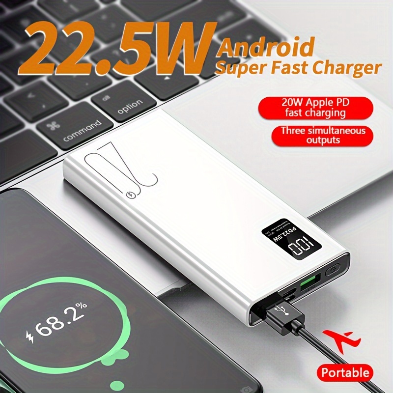 

20000mah Portable Battery Pack 22.5w Usb C External Mobile Power Fast Charging Battery Charger For Iphone And Android Devices