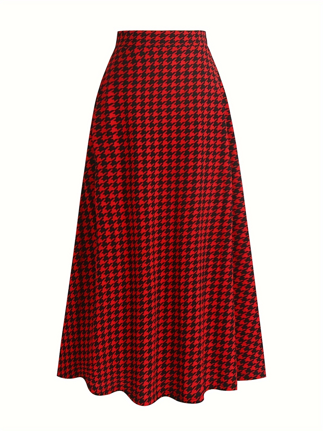 Jupe à Carreaux Décontractée Femme - Rouge - Rétro épaisse Pour Dames