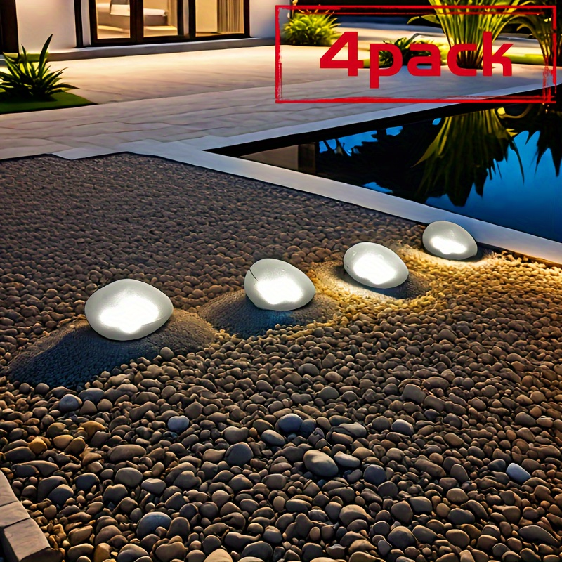 

2pcs New Solar Pebble,, , Pebble Landscape, Perfect For Indoor, Patio, Path, Swimming Pool, Wedding, Dinner, Holiday Decorative (cool White)