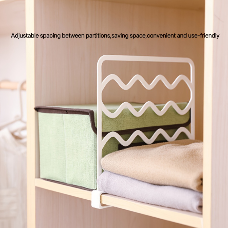 5pcs adjustable shelf dividers plastic closet organizer for wardrobe cupboard bookcase space saving storage rack white mounted  