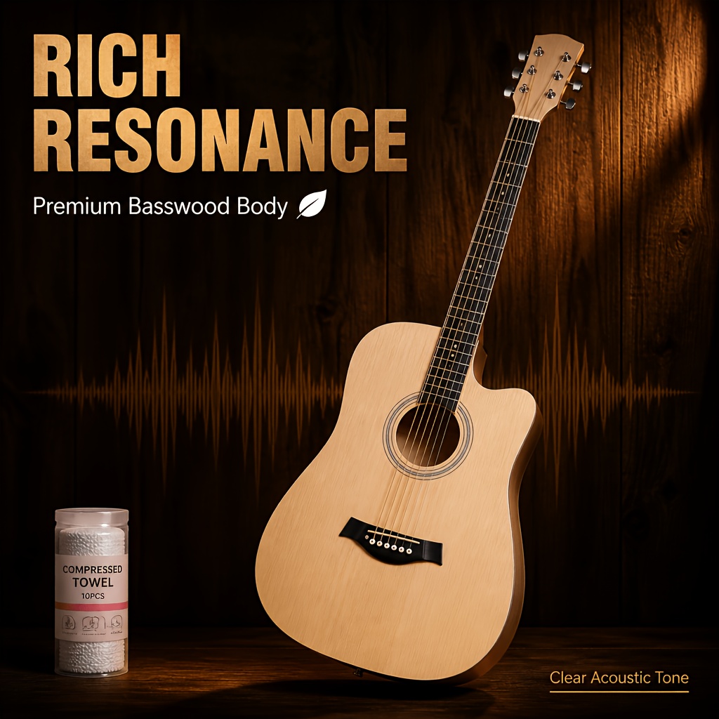 38 Inch Basswood Acoustic Guitar with Full Play Ki...