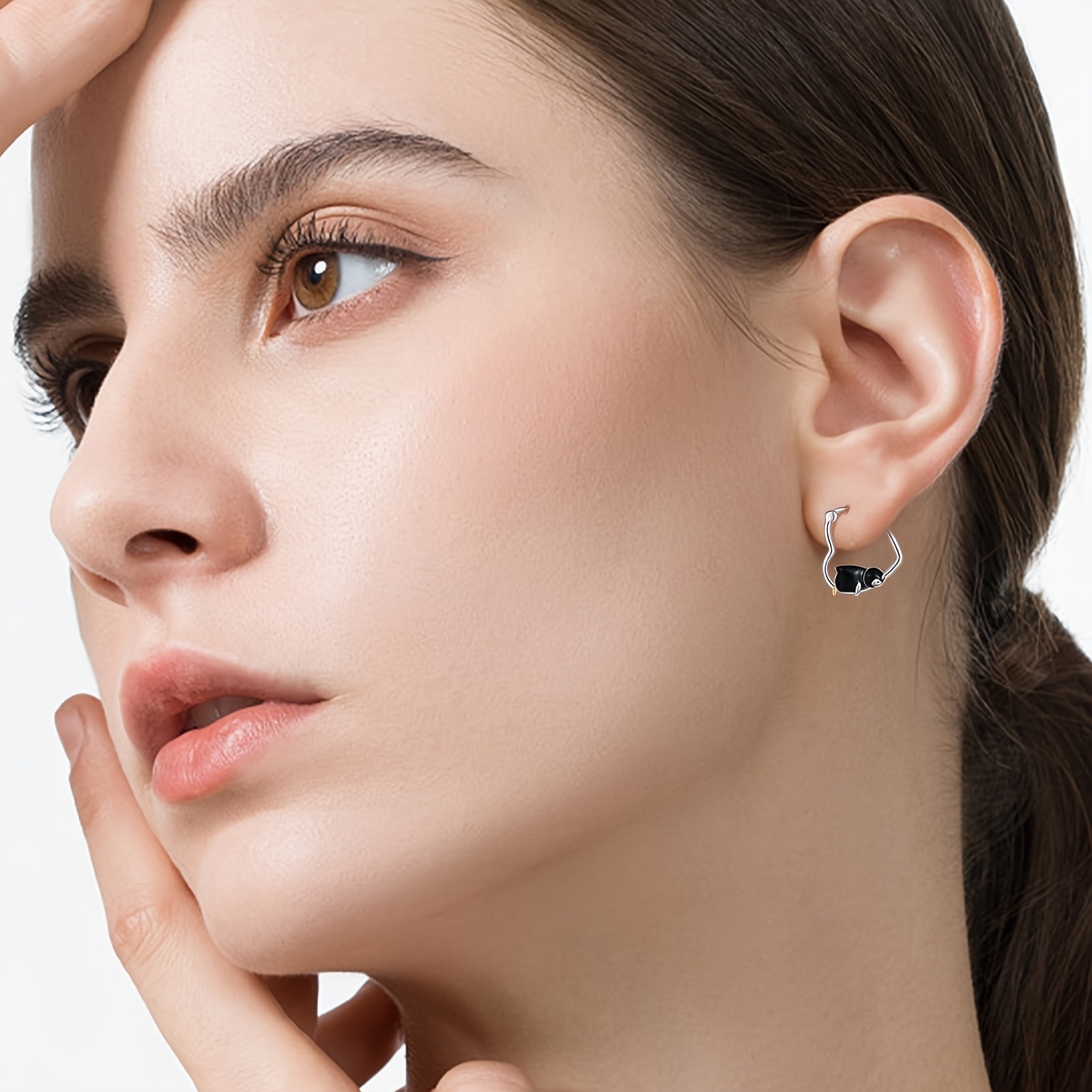 Women's 925 Sterling Silver Penguin Heart Hoop Earrings