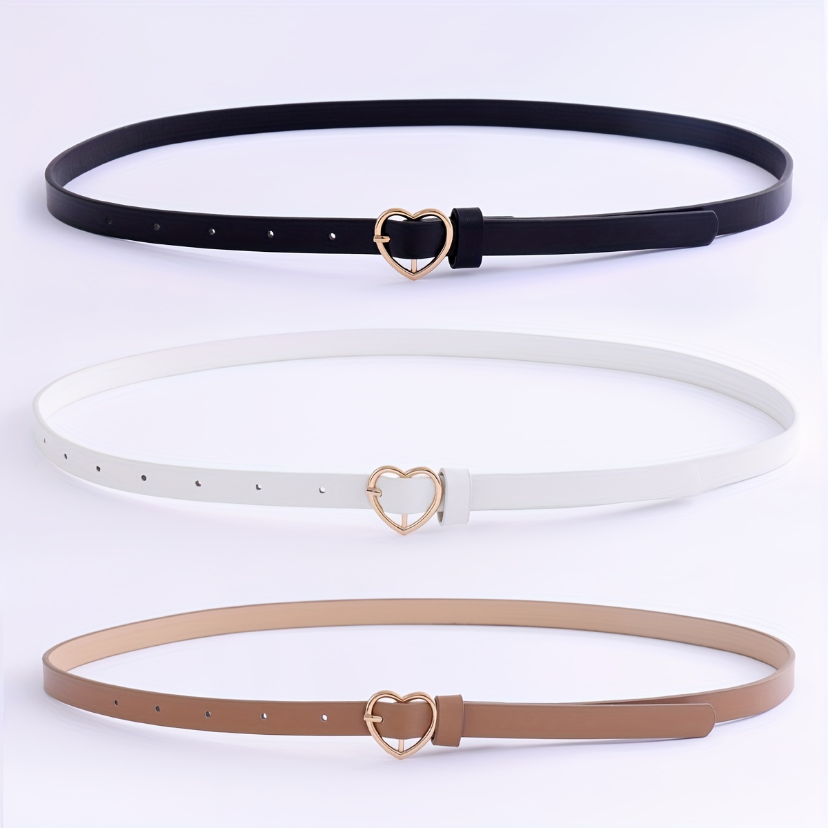 3pcs womens thin belt set simple - Temu