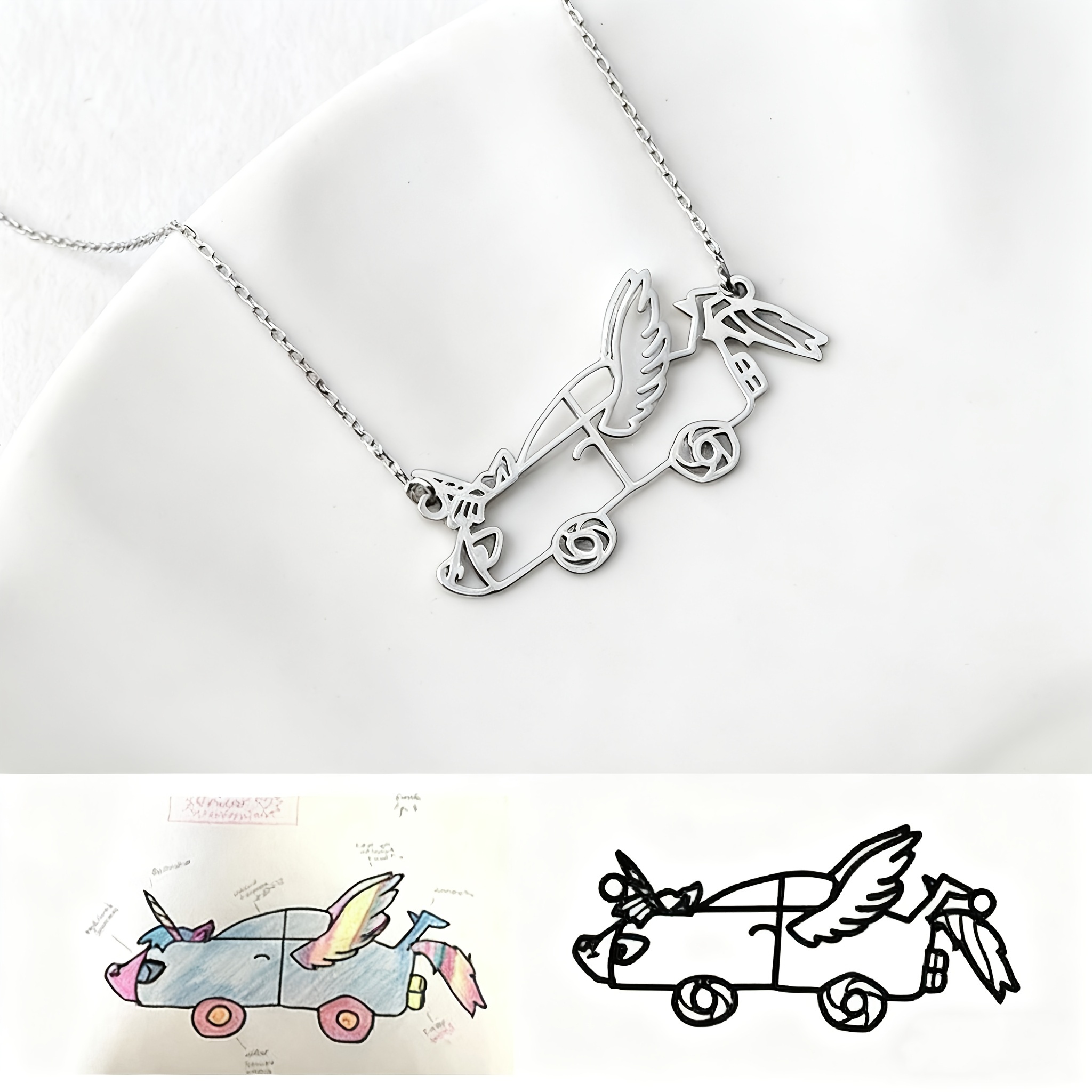 TEMU Custom Stainless -painted Text And Image Personalized Logo Pendant Necklace, A Necklace Featuring A Meaningful Commemorative Image, Perfect As A